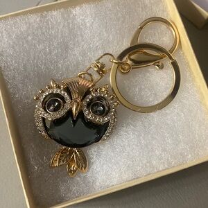 New Owl Rhinestone keychain keyring purse fob too